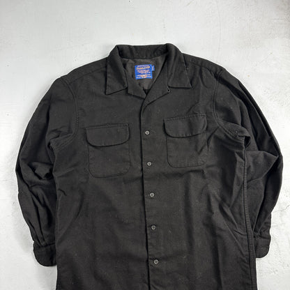 Pendleton Original Board Shirt BLACK 100% Wool Button Down Men’s Size L Long VTG