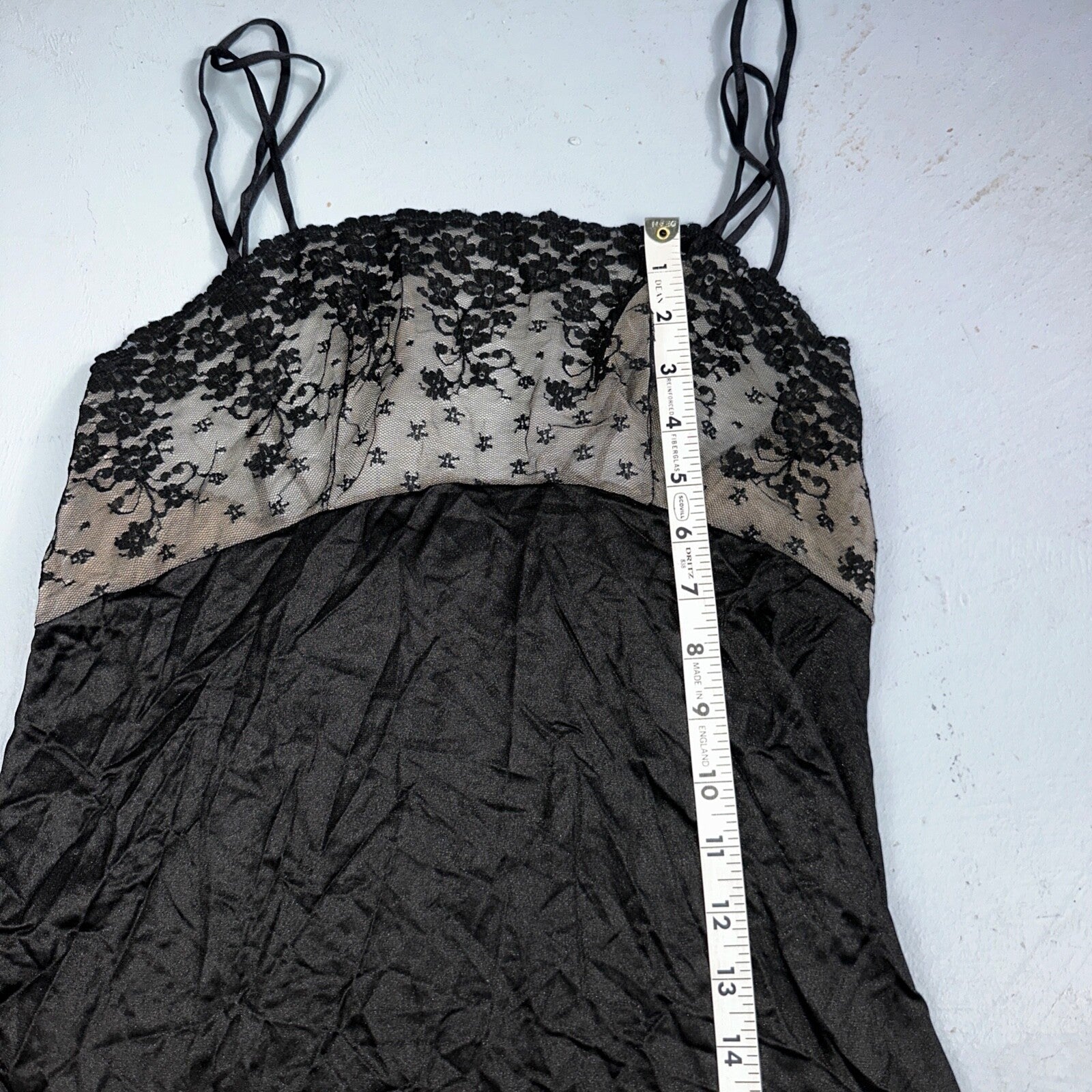 VTG Hydons 1970s Lingerie Slip Dress Sleepwear Full Sweep Nightgown Lace USA