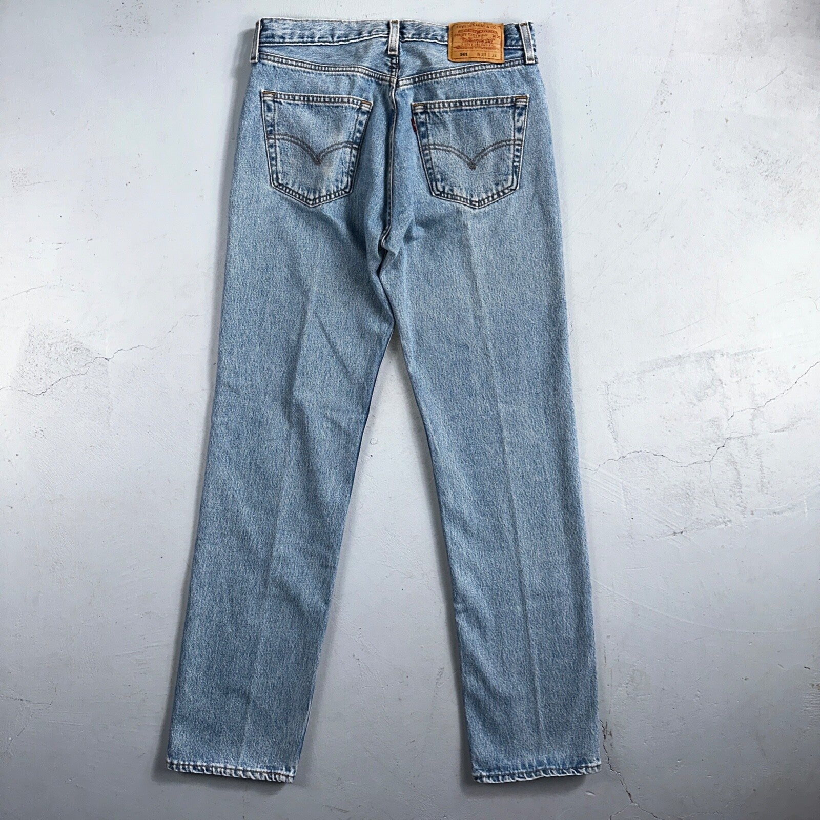 Levis 501 Vintage 90s USA XX Straight Leg Jeans Blue Light Wash 33x34 Act 30x33