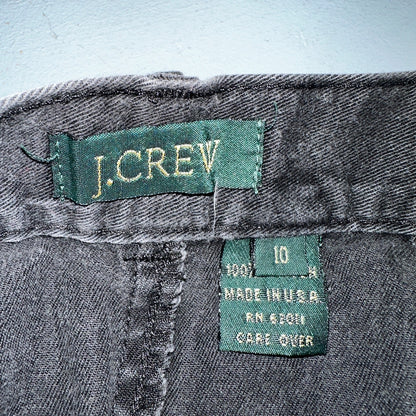 Vintage 90s J Crew Cotton Pencil Skirt 10 Black Front Office Career USA Preppy