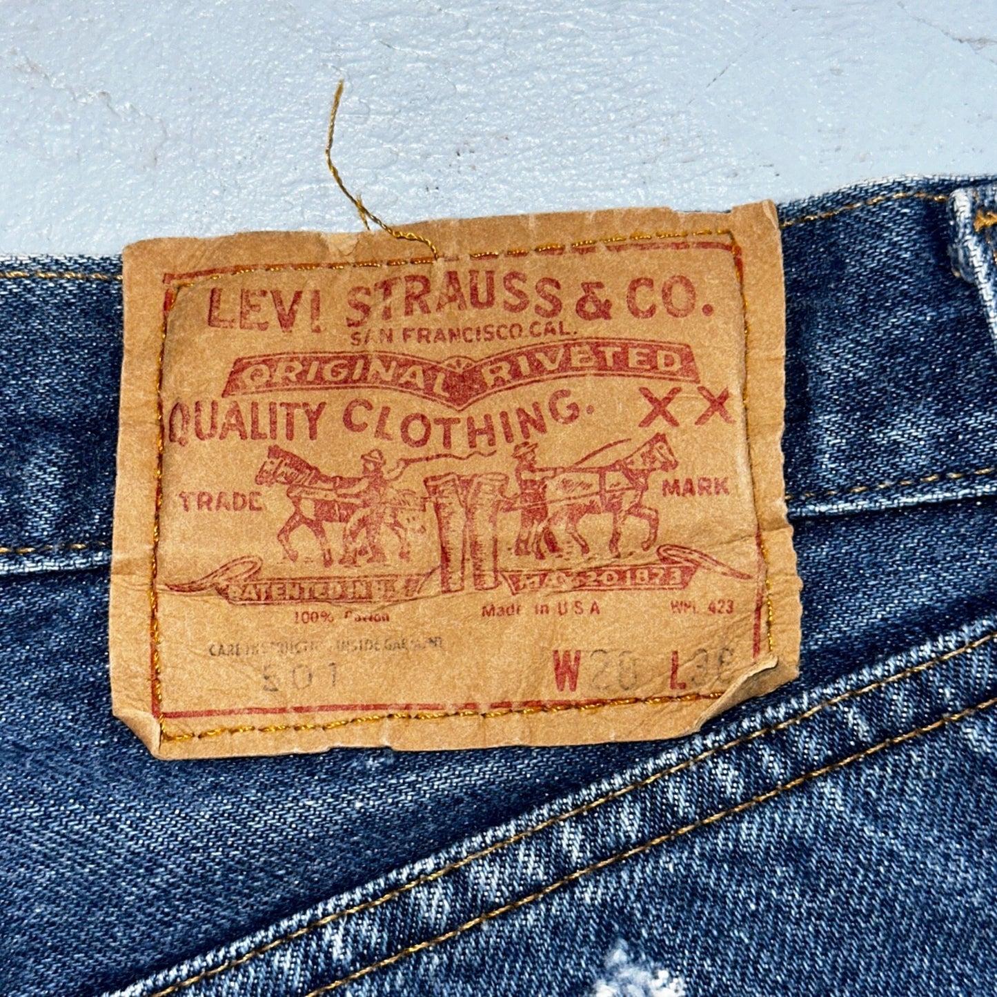 Levis 501 Vintage 80s Redline Selvedge USA XX Jeans Med Wash 28x36 Act 27x32