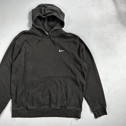 Nike Hoodie Men 2XL Black Swoosh Hooded Pullover Tonal Basic Fleece