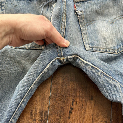 Levis 501 XX Big E True Vintage 60s Redline THRASHED Denim Jeans 1960s 27x26