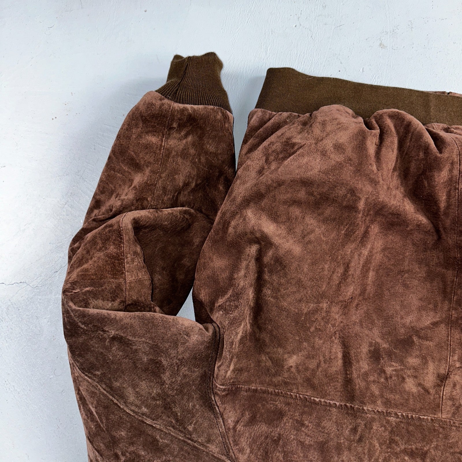 Vintage 90s Suede Leather Brown Bomber Jacket XL Retro Aviator Landing Leather