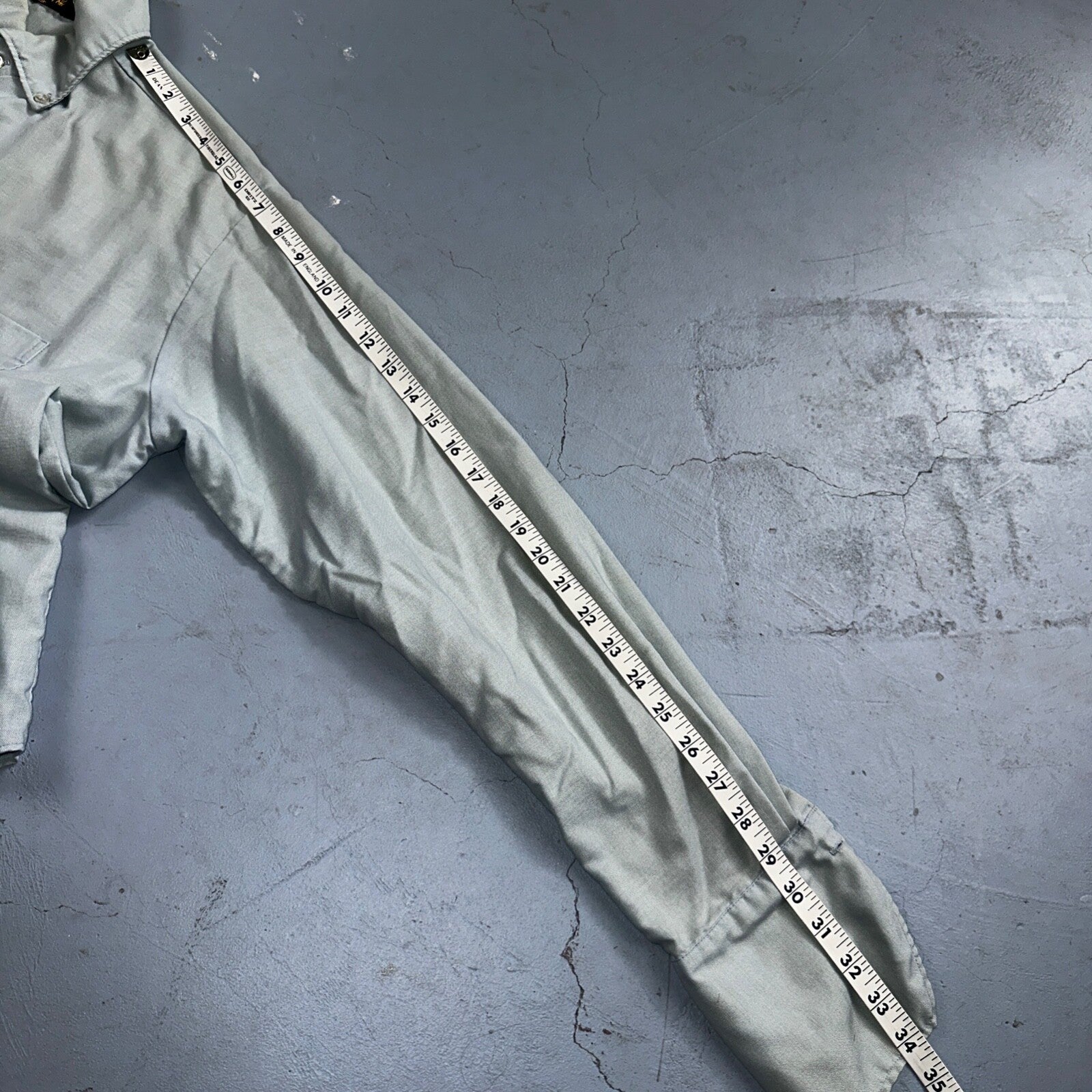 Vintage 70s DaVinci California Mod Long Sleeve Button Shirt Blue Thrashed