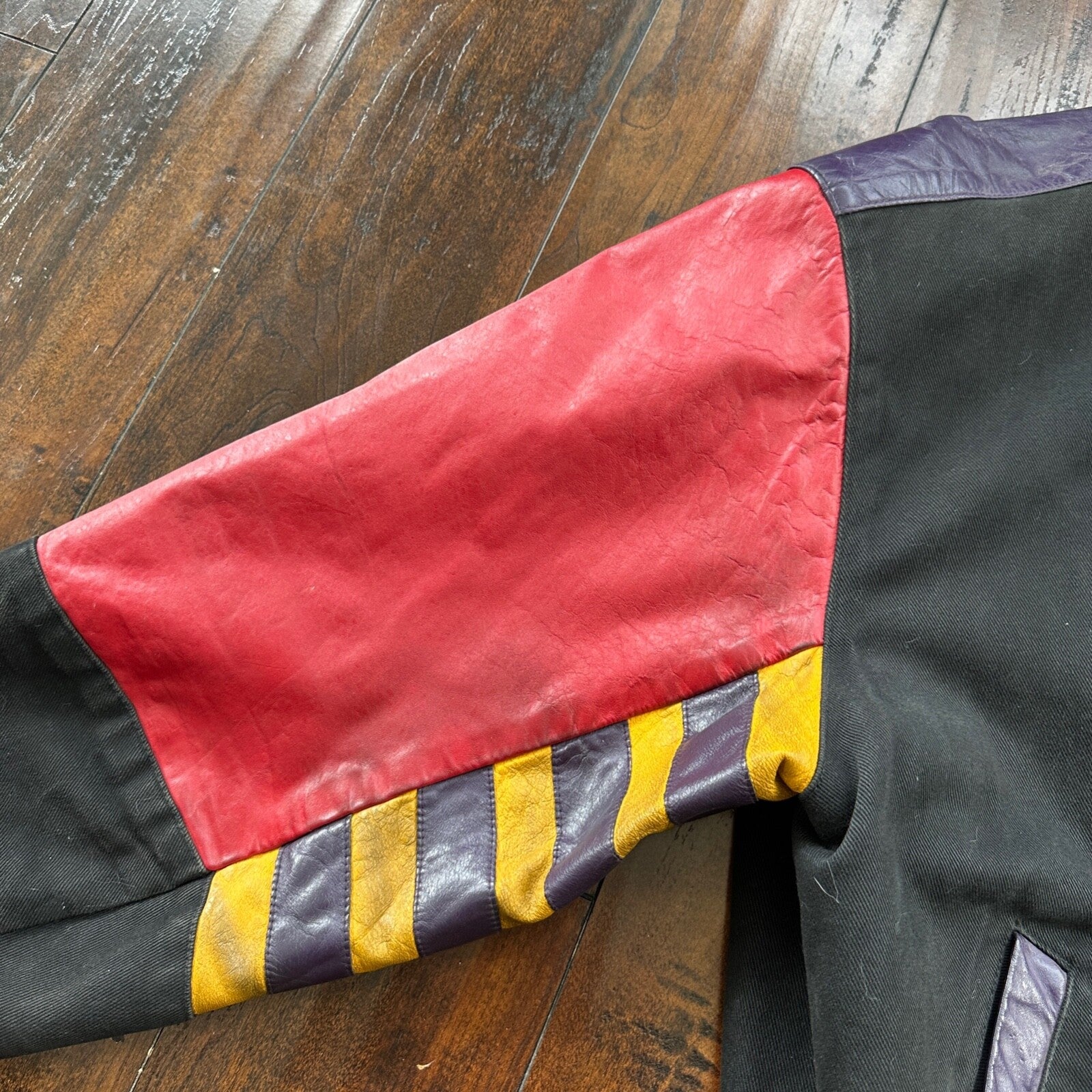 VTG 1992 Jeff Hamilton Looney Tunes Leather Canvas Jacket XL 90s Rap Cartoon Art