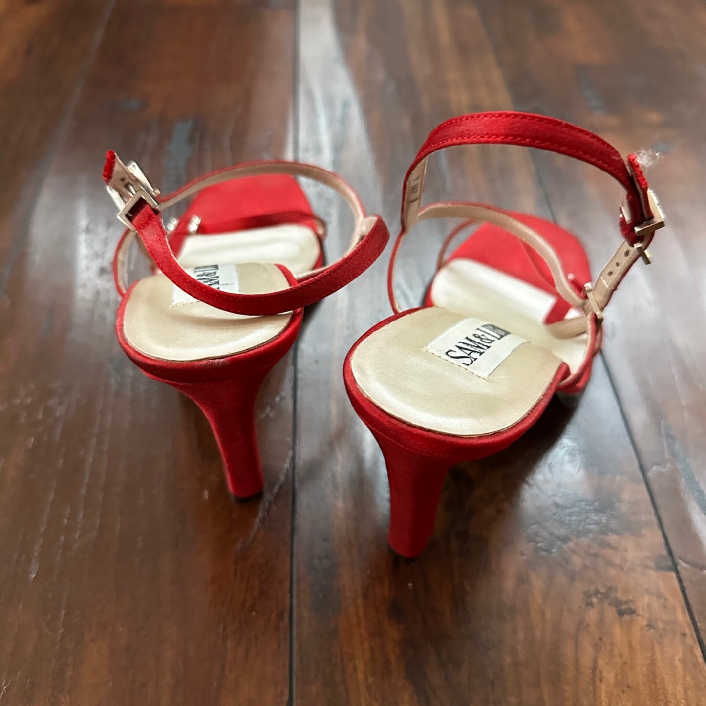 Sam & Libby Diva Sl Red Women Size 8.5 M Sandal Heels Ankle Strap Sexy Nice