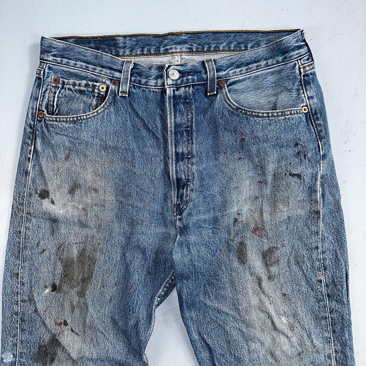 Levis 501 Vintage 90s Poland Straight Leg Jeans Blue Med Wash 34x34 Act 32x33