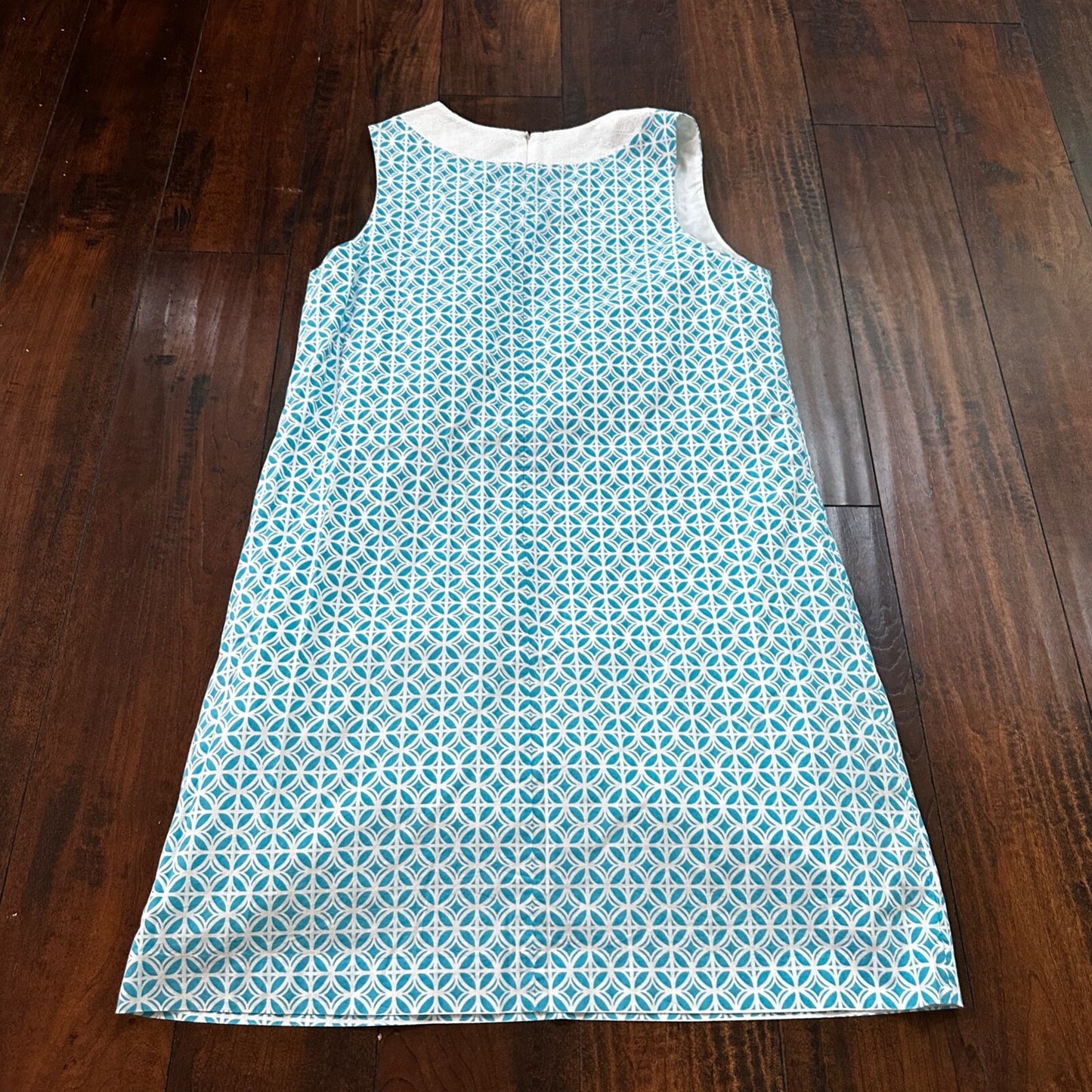 Pendleton Blue & White Sleeveless Dress Size 12 Summer Cute Pattern VTG Style