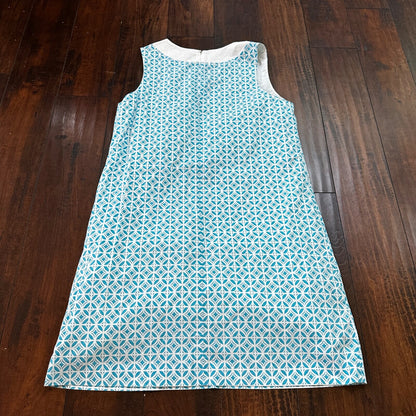 Pendleton Blue & White Sleeveless Dress Size 12 Summer Cute Pattern VTG Style