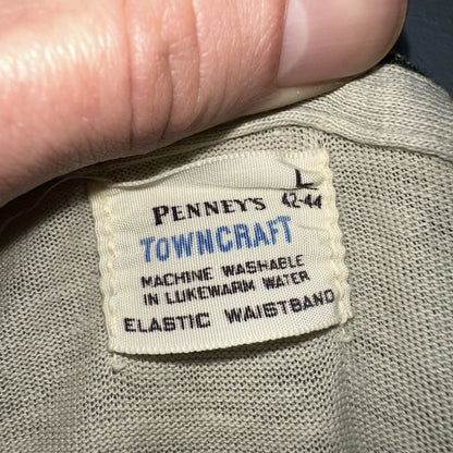 Penneys Vintage 60s Green Long Sleeve T Shirt Top Size Large Rockabilly 1960s