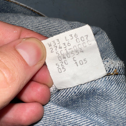 Levis 501 Vintage 80s USA XX 90s Straight Leg Jeans 33x36 Light Wash Act 30x31