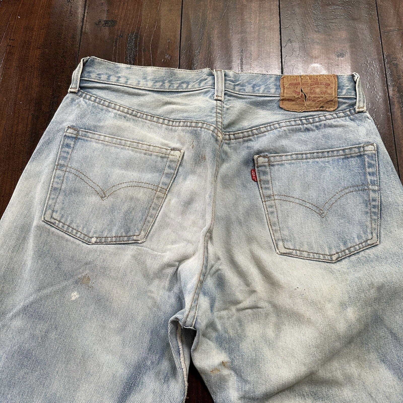 Levis Vintage 80s Redline Selvedge USA 501 XX Jeans Light Wash 32x36 Act 29x31