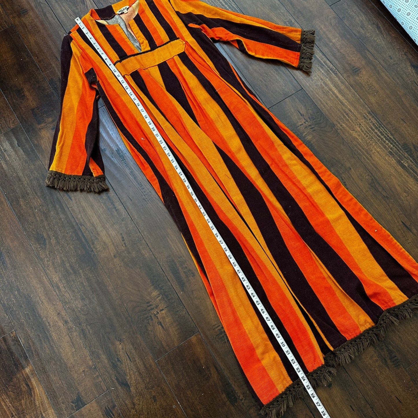 VTG 1960s Rockabilly Womens Dress Summer Skirt 60s 70s Top Orange Mexico Stripe