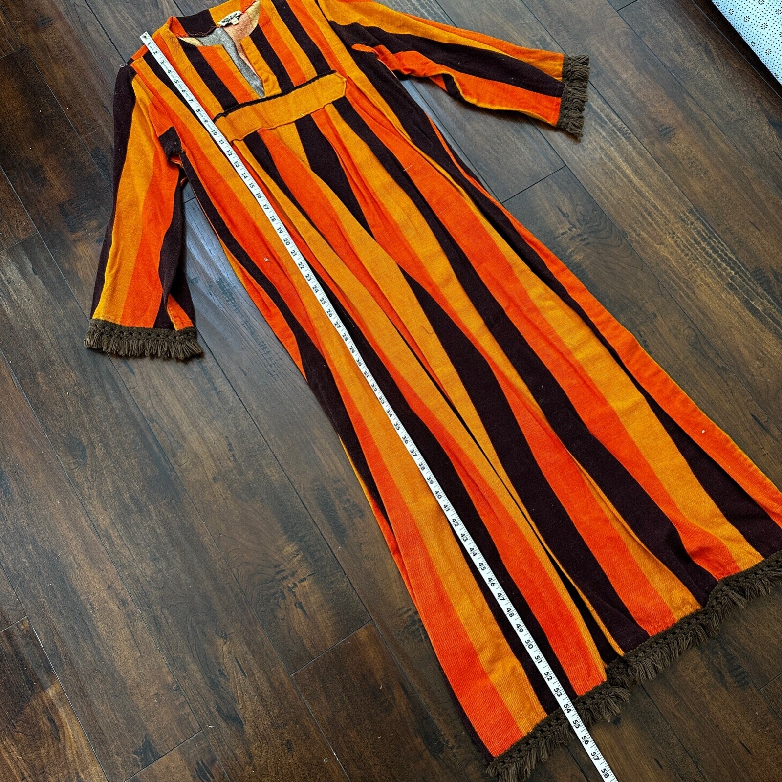 VTG 1960s Rockabilly Womens Dress Summer Skirt 60s 70s Top Orange Mexico Stripe