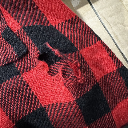 1950's vtg Buffalo Plaid Flannel L/S Jac Over Shirt Med Red Black 50s 60s Worn