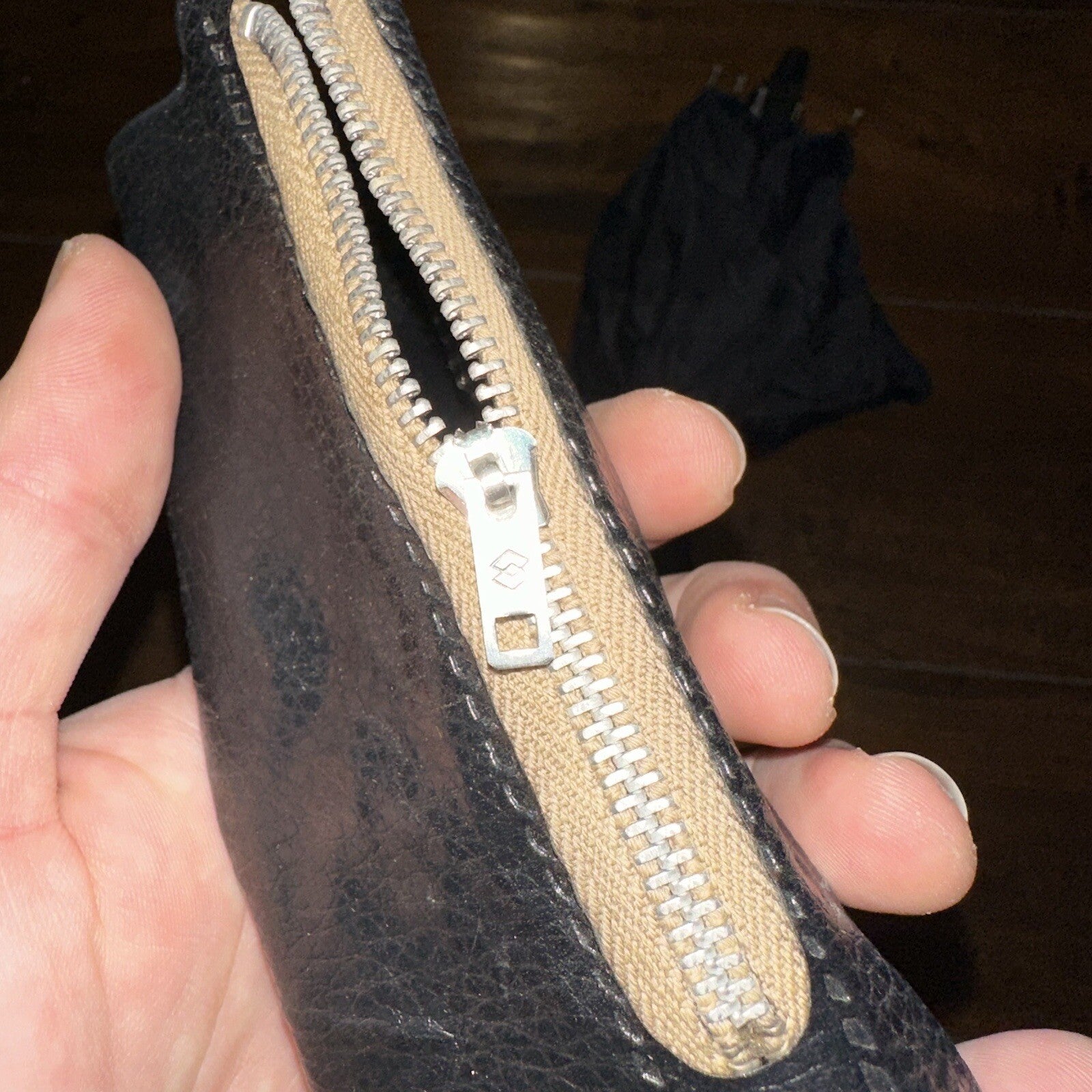 Vintage Telescoping Umbrella Leather Handle and Case 70s 80s Antique Black Basic