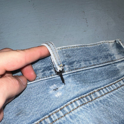 Levis 501 Vintage Y2K XX Straight Leg Jeans Rips Blue Light Wash 46x32 Act 42x28