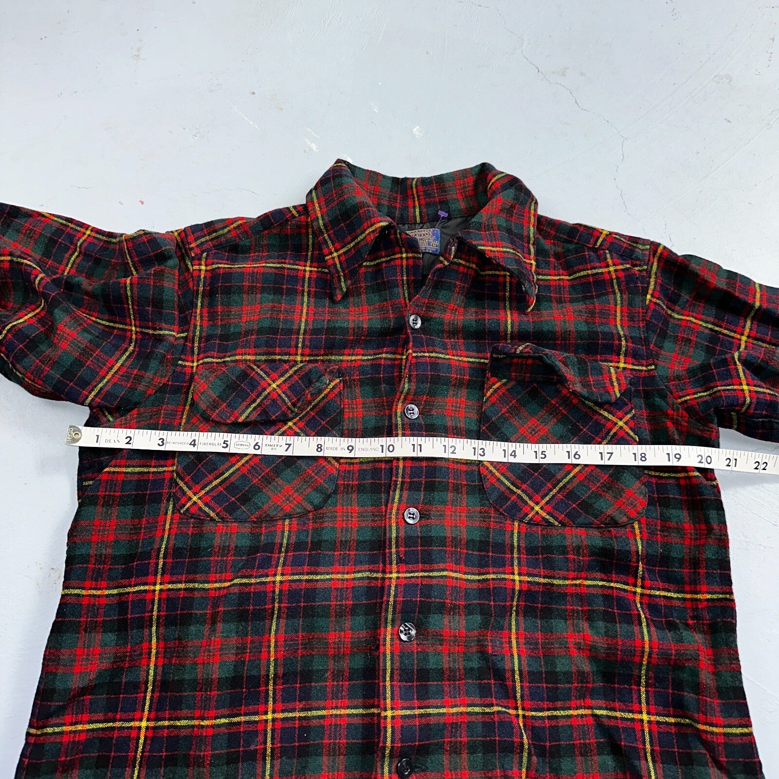 Pendleton 100% Virgin Wool Button Up Plaid Flannel Shirt Board VTG Thrashed 70s