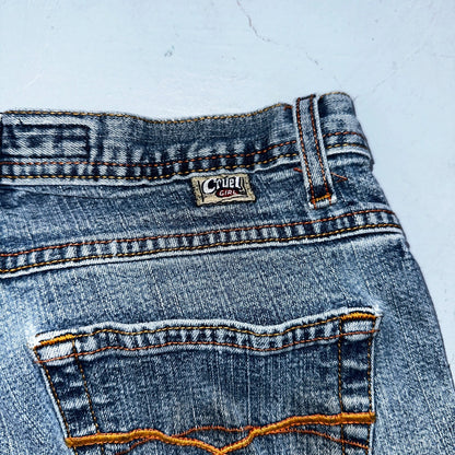 VINTAGE Cruel Girl Jeans Womens 9 Long Regular Low Rise Wide Leg Med Wash Denim