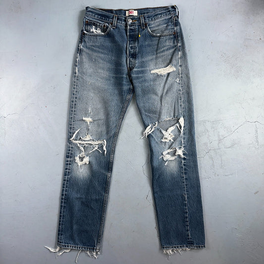 Levis 501 Vintage Y2K XX Straight Leg Jeans Rips Blue Med Wash 33x36 Act 31x31