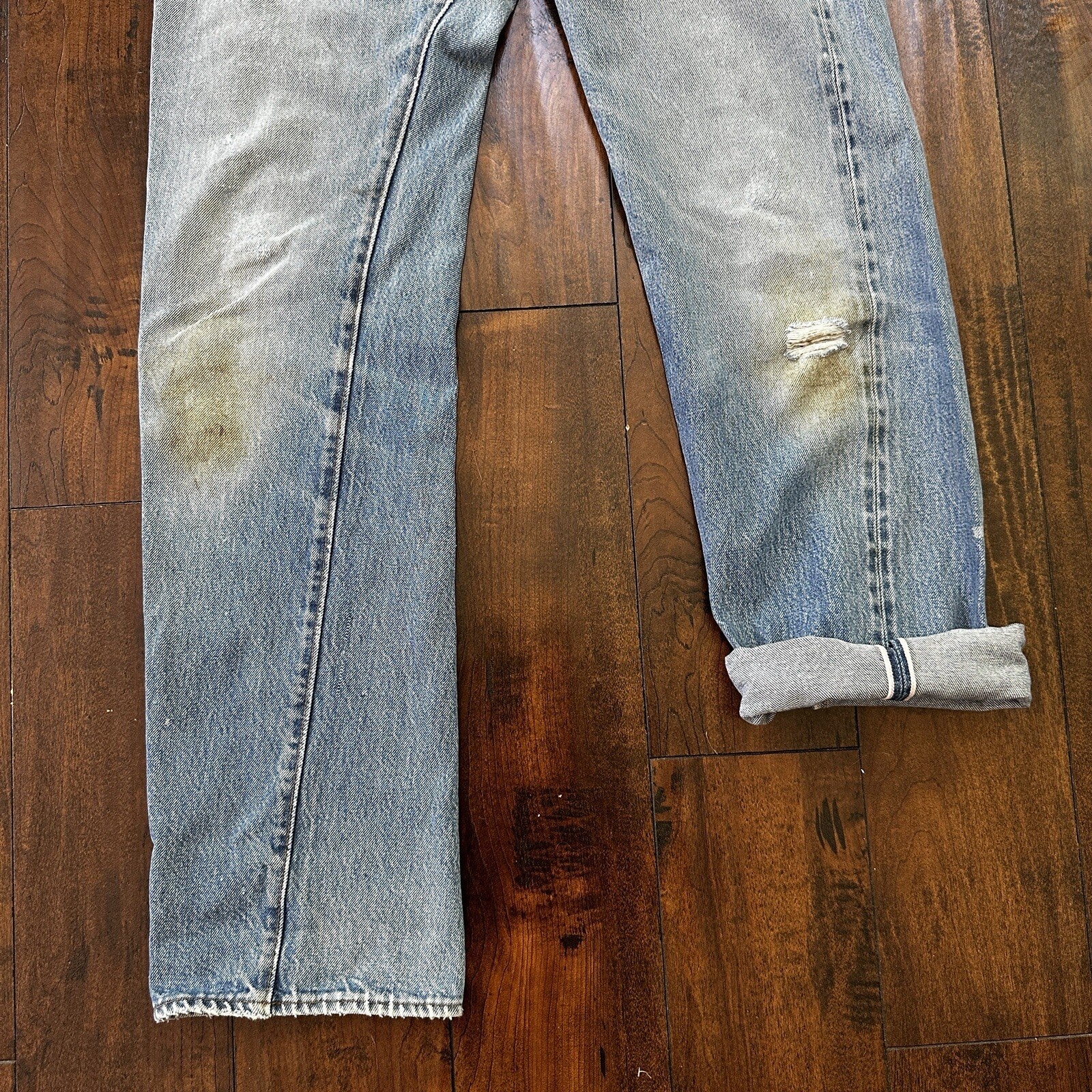 Levis Vintage 80s Redline Selvedge USA 501 XX Jeans Light Wash 33x36 Act 30x34