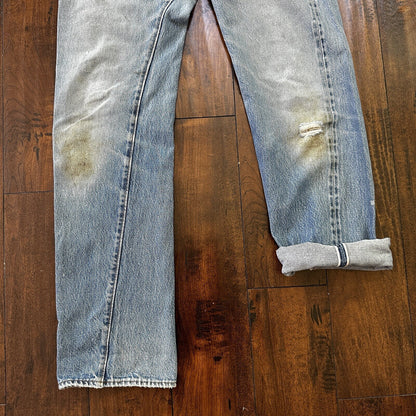 Levis Vintage 80s Redline Selvedge USA 501 XX Jeans Light Wash 33x36 Act 30x34