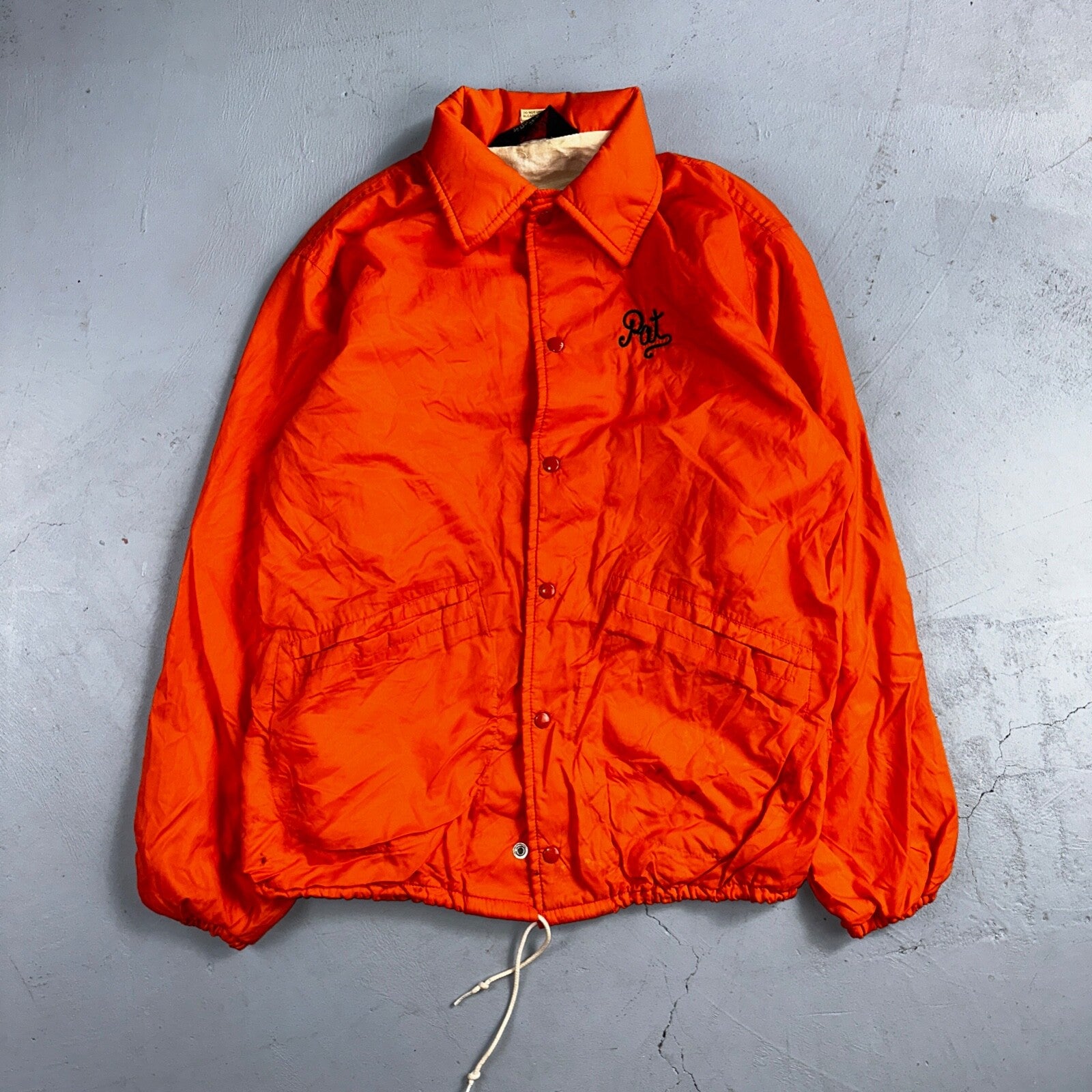 Vintage Indians Coach Starter Satin Jacket Nylon 80s Orange Chainstitch Pat