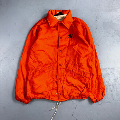 Vintage Indians Coach Starter Satin Jacket Nylon 80s Orange Chainstitch Pat