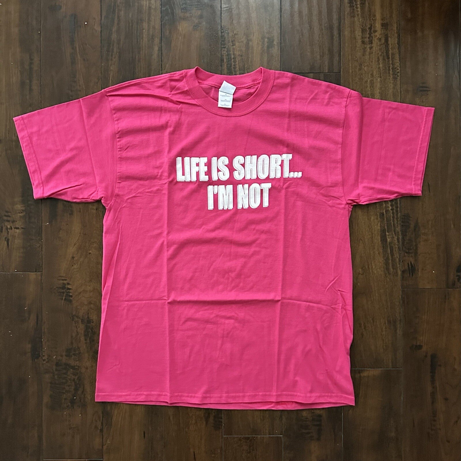 Vintage T Shirt Life Is Short Funny Quote Pink Chicago Tall People Club Cool Rap