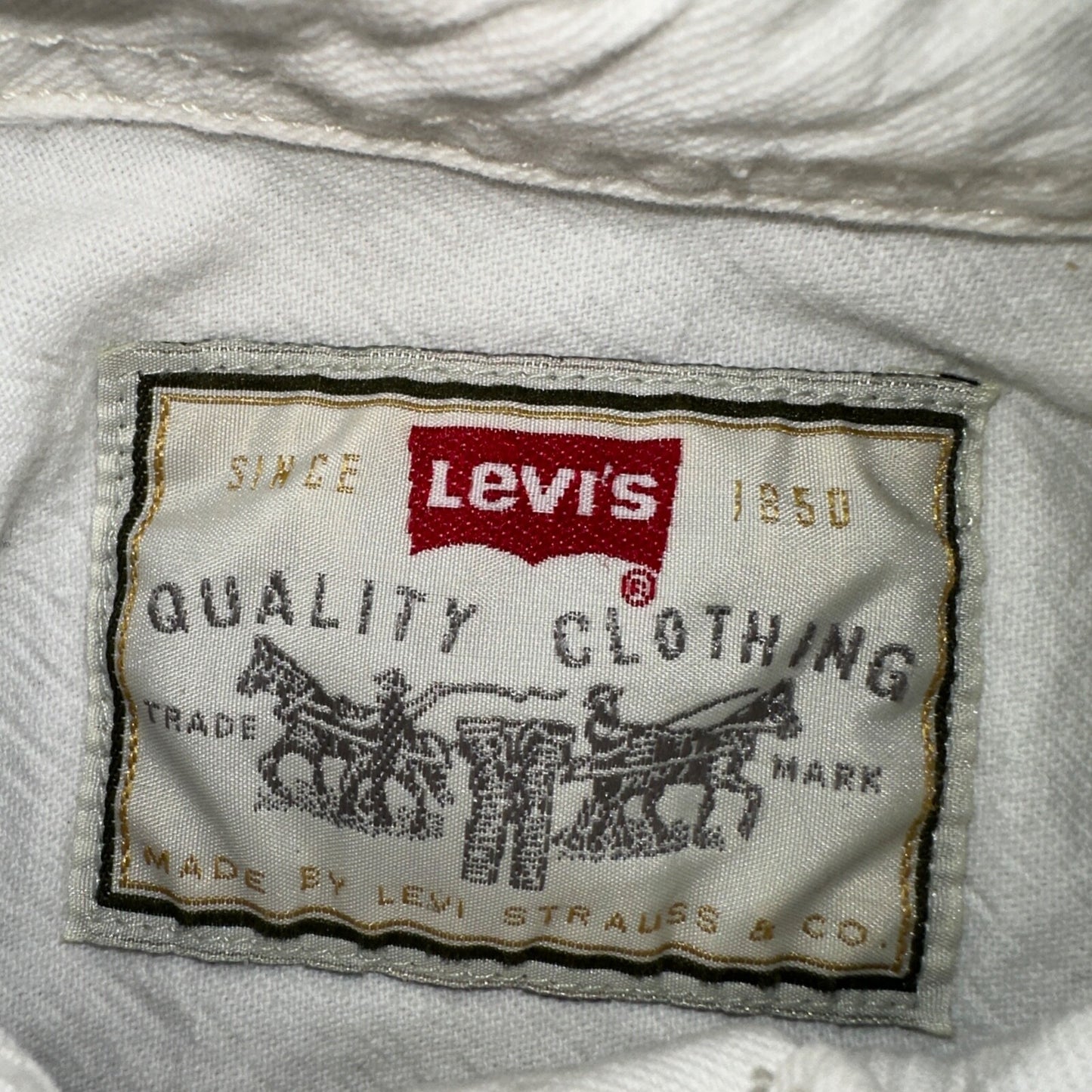 VTG Levis Red Tab Men Button Up Shirt Large White Long Sleeve 90s Y2K Thrashed