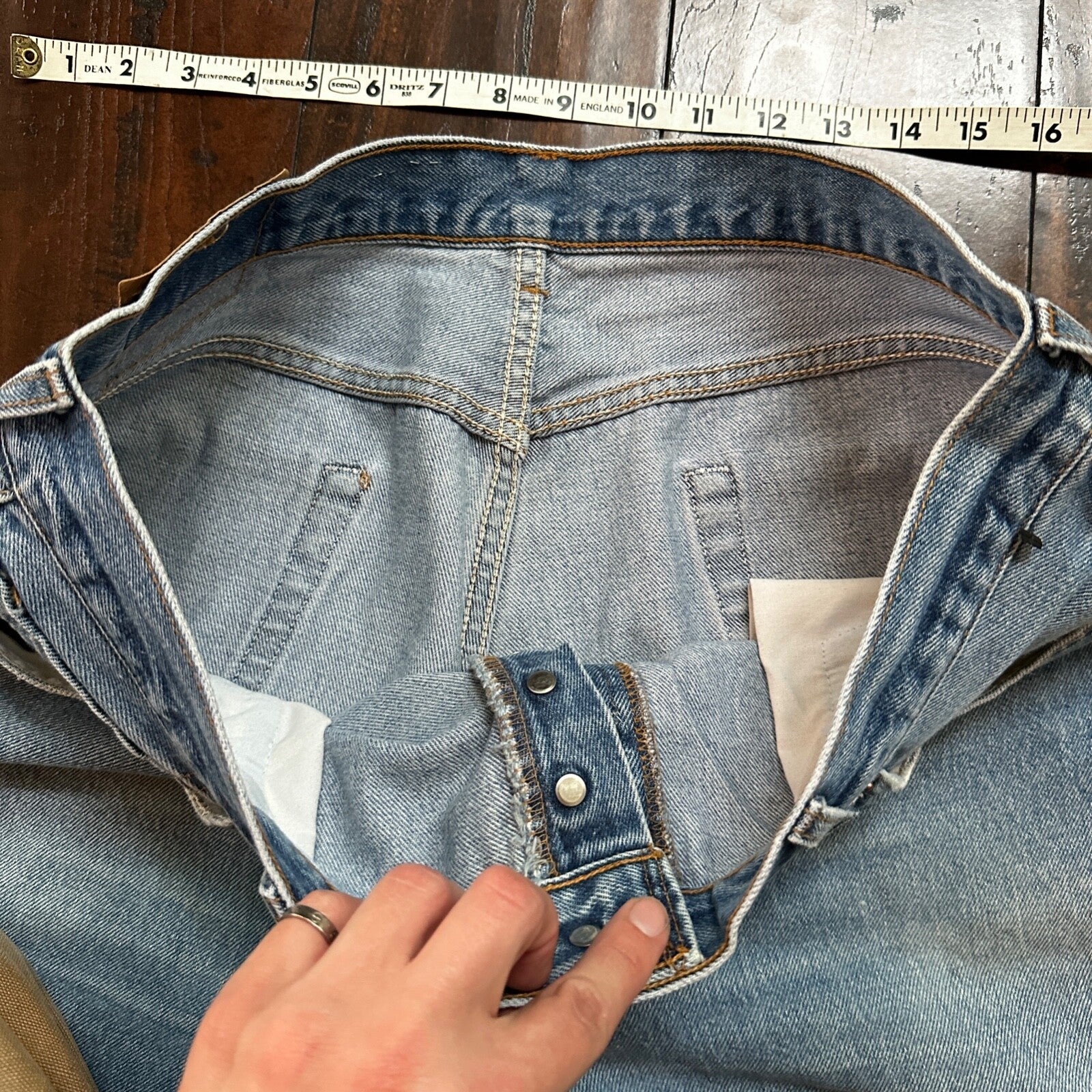 VTG 90s Levis 501 Button Fly 38x36 USA Tag Jeans Straight Wash Blue XX Act 35x32