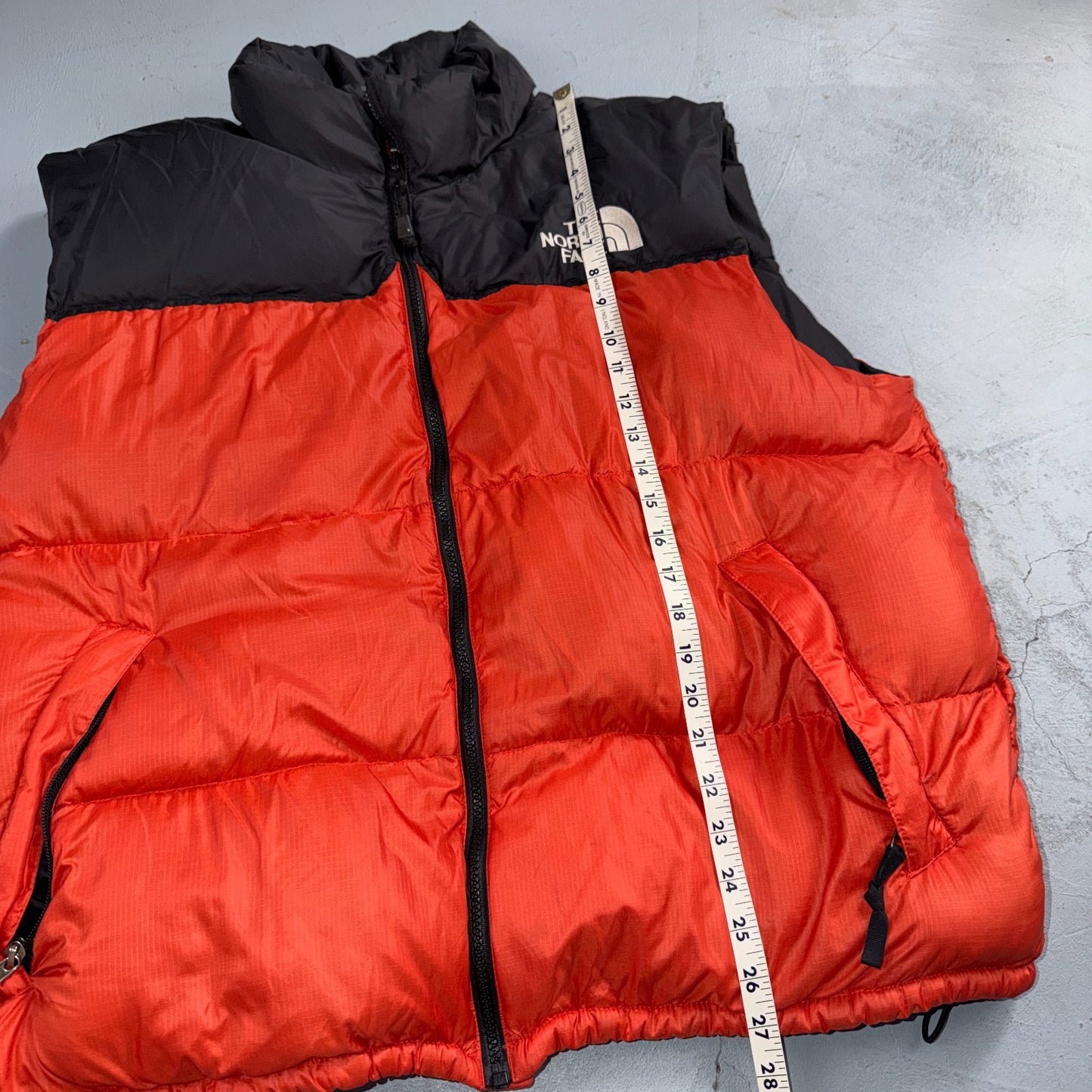 VTG The North Face 90s Nupste Vest XL Goose Down Orange Warm Damaged TNF