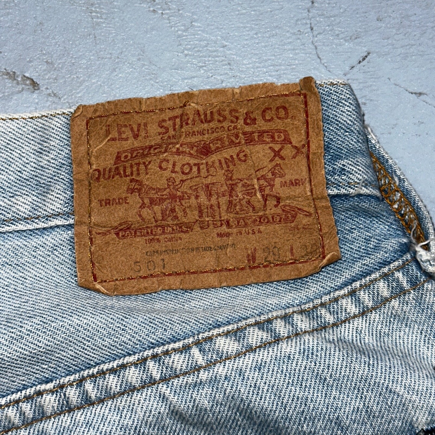 Levis 501 Vintage 80s Redline Selvedge USA XX Jeans Light Wash 29x30 Act 27x27