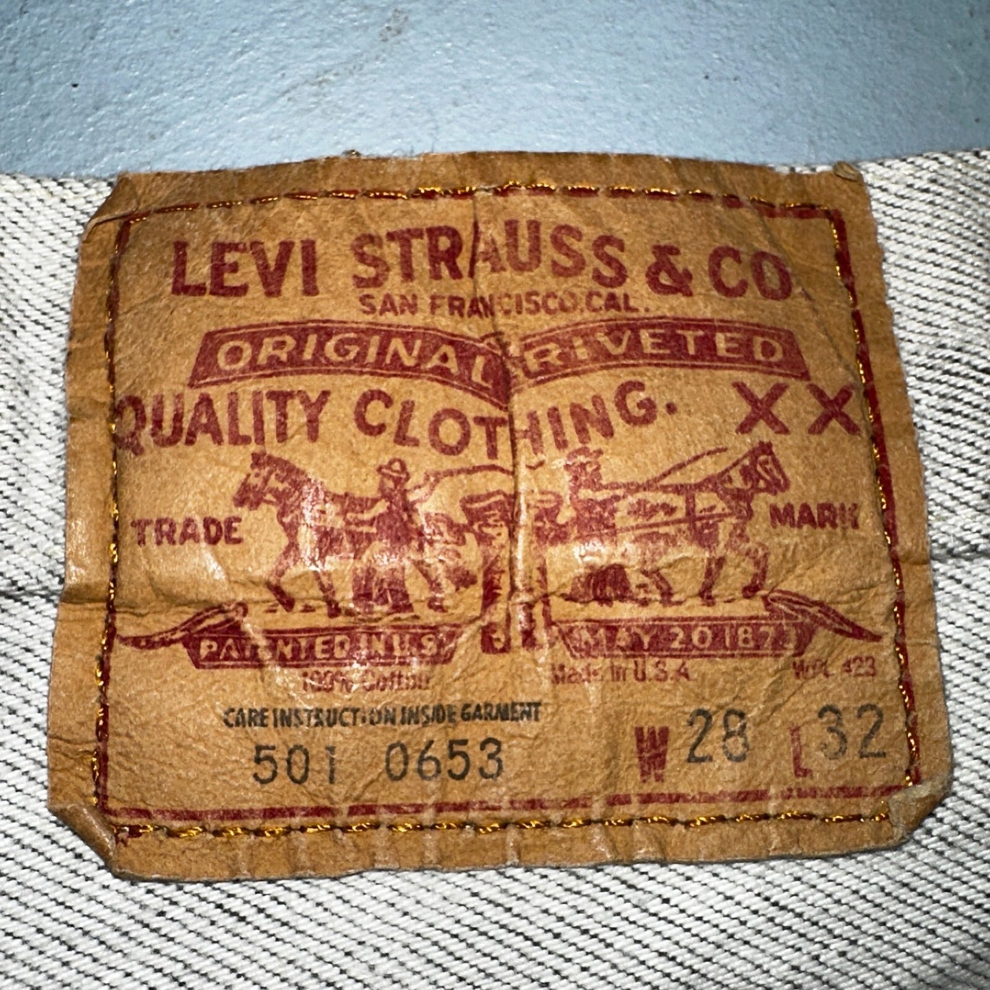 Levis 501 Vintage 80s USA XX Straight Leg Jeans Gray Light Wash 28x32 Act 27x31