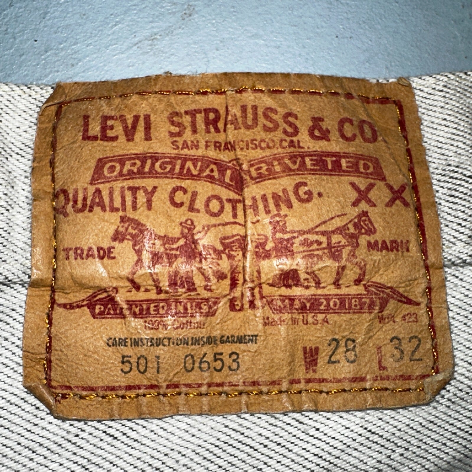 Levis 501 Vintage 80s USA XX Straight Leg Jeans Gray Light Wash 28x32 Act 27x31