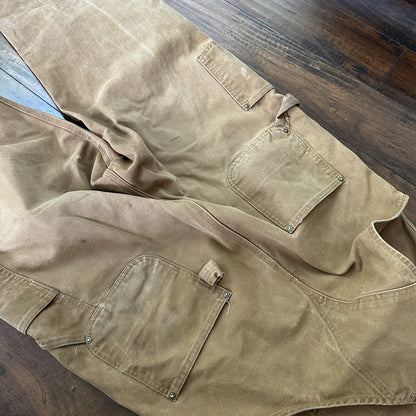 Carhartt DKB Double Knee Duck Unlined Bib Work Tan Brown Overalls 40x27 VTG