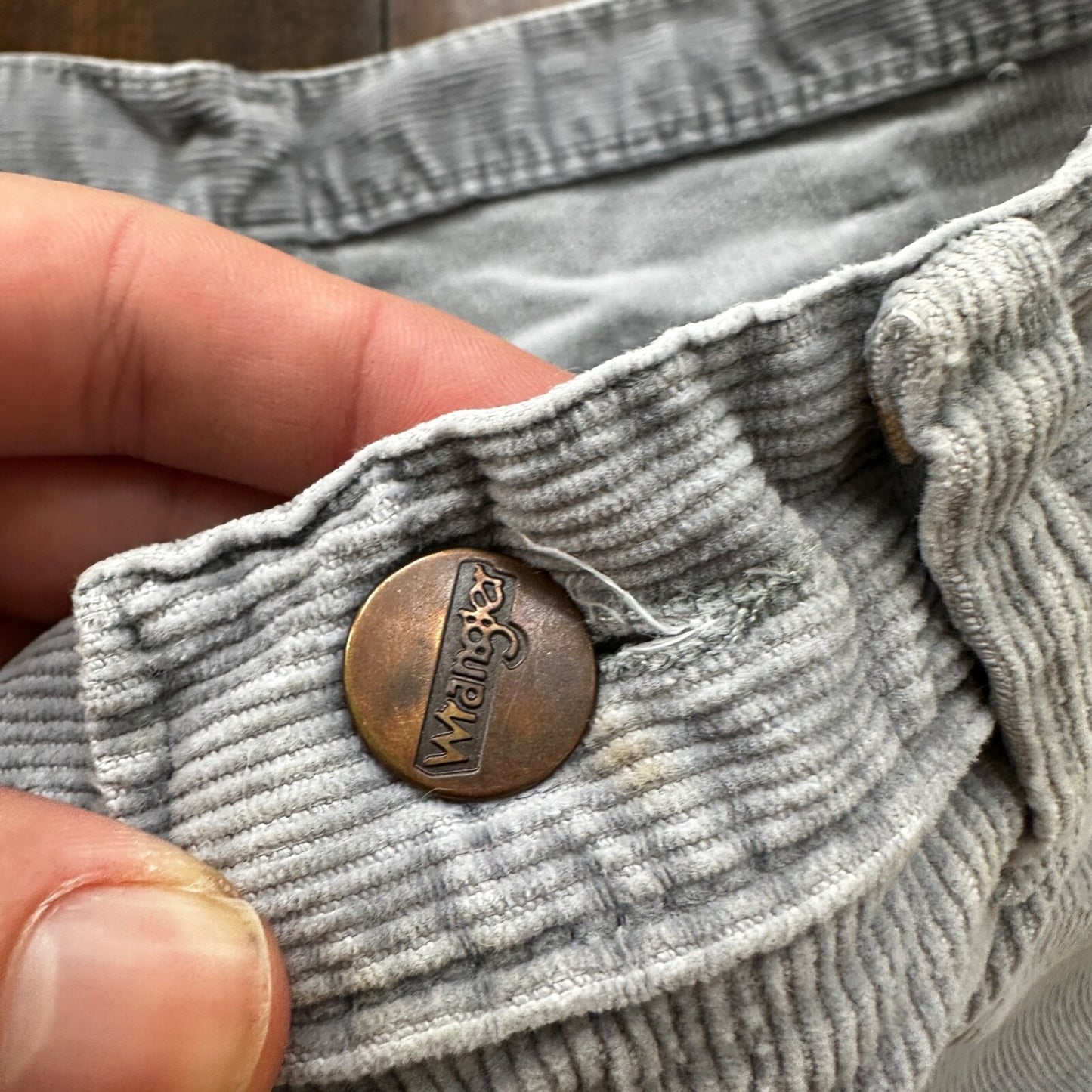 VTG 60s Wrangler USA Grey Corduroy Pants 34S 70s 33x23 Capri Cut Cowboy RARE