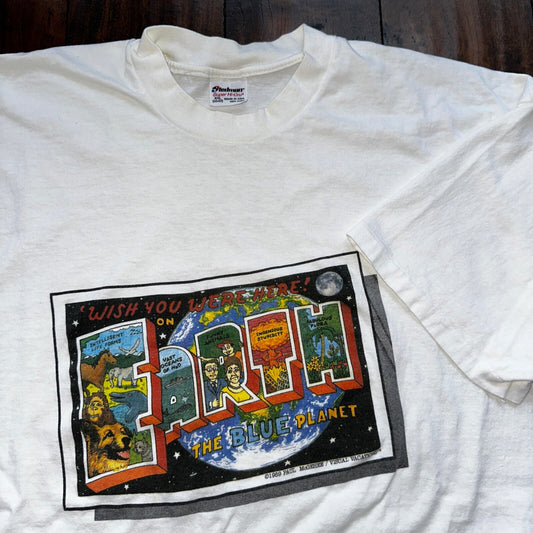 Art Earth USA FUNNY Humor Vintage T Shirt Stupid Humans 1989 Paul McGehee Rap