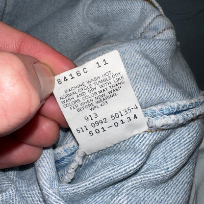 Levis 501 Vintage 90s USA XX Straight Leg Jeans Blue Light Wash 40x32 Act 38x31