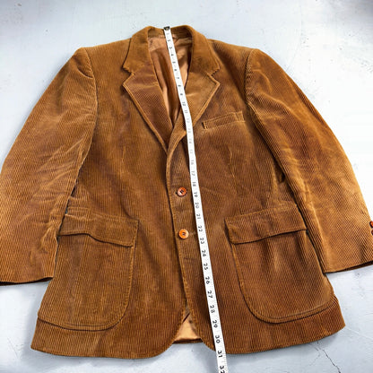 VTG Mens Suit 40 Jacket Sport Coat Rockabilly 80s 90s Corduroy Brown Short