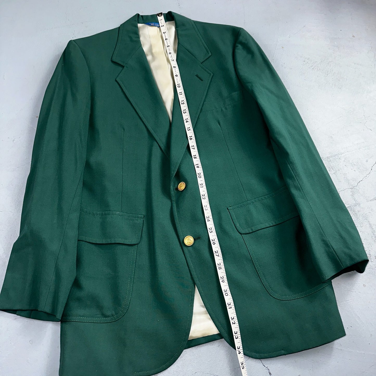 40L VTG Pendleton Mens Blazer Sport Coat Two Gold Button Jacket Green Suit Wool