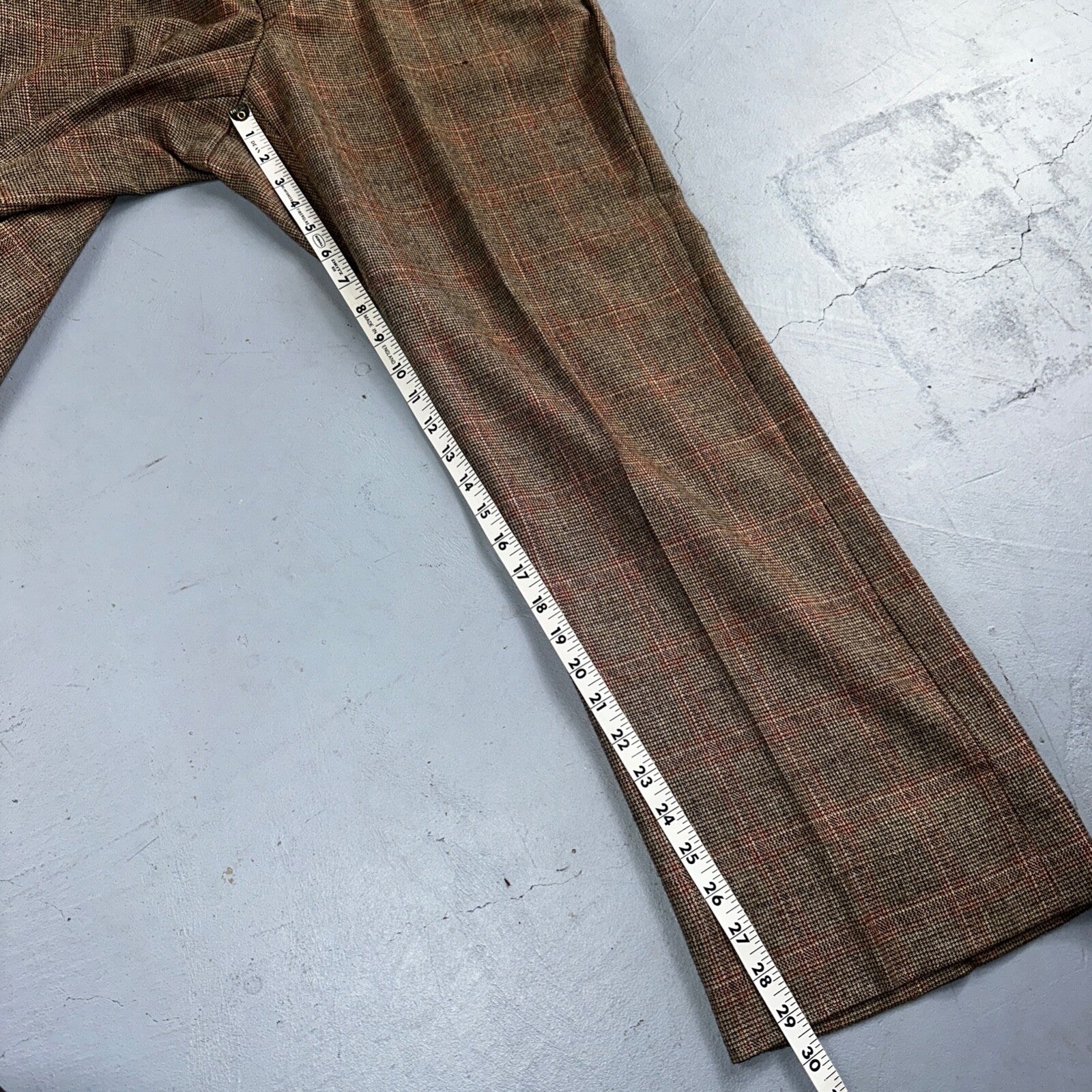 VTG Mens 3 PC Suit 42 Jacket Coat Pants Vest Plaid Rockabilly 70s 1970s Brown