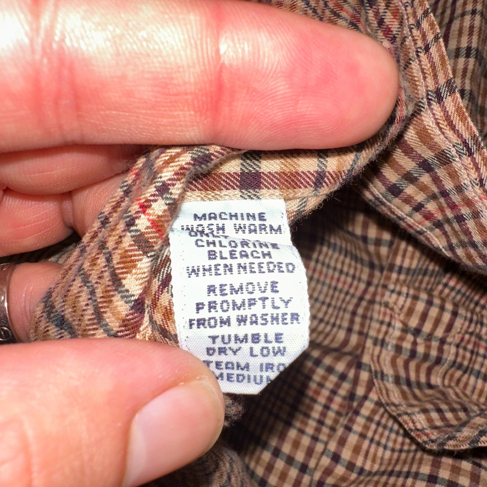 Ralph Lauren Blake 100% Cotton Plaid Shirt Size Large Polo Button Down Brown