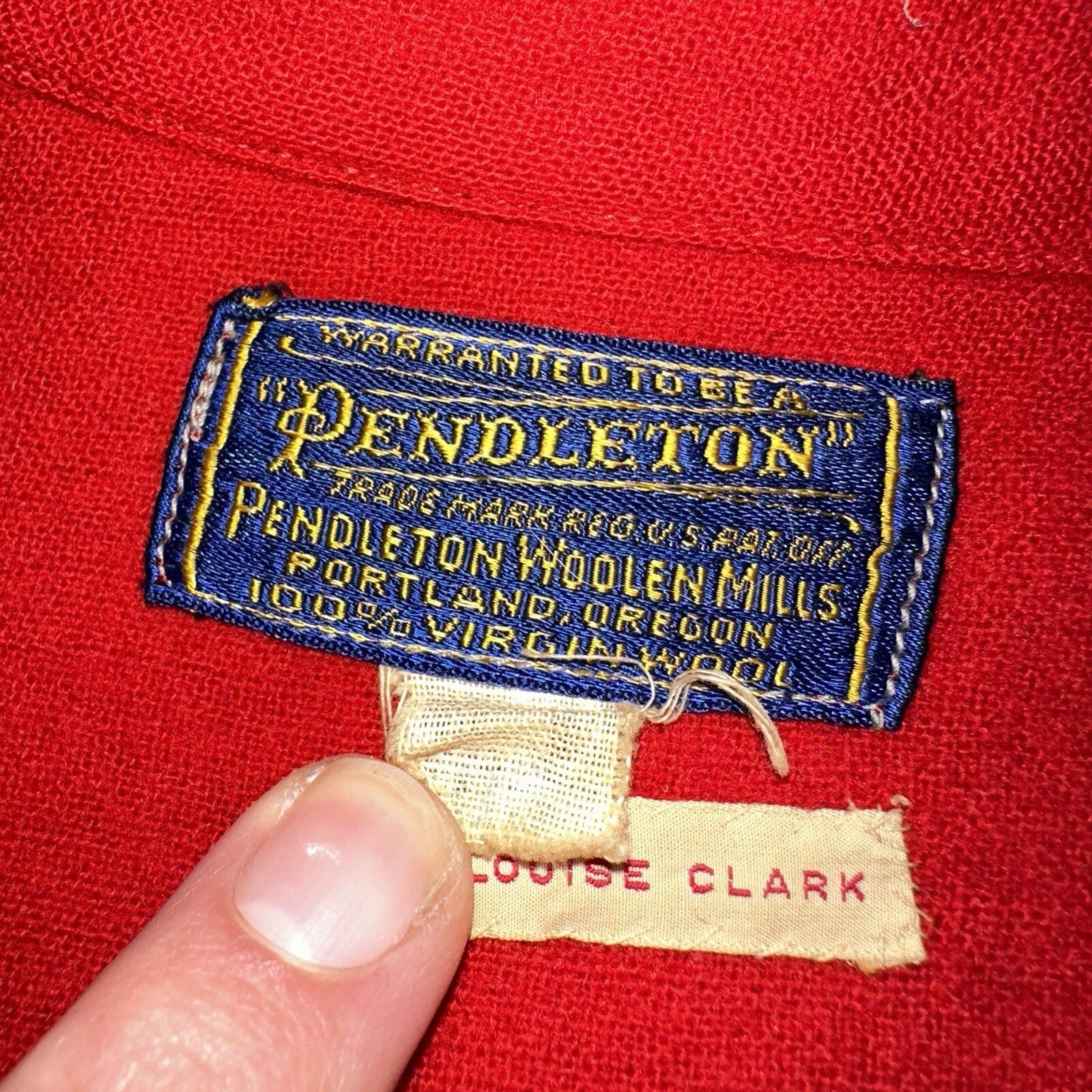 Pendleton 1930s VTG Wool Shirt Jacket Long Sleeve Red Basic Pink Buttons 30s 40s