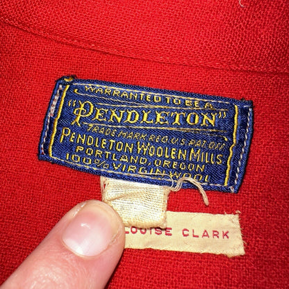 Pendleton 1930s VTG Wool Shirt Jacket Long Sleeve Red Basic Pink Buttons 30s 40s