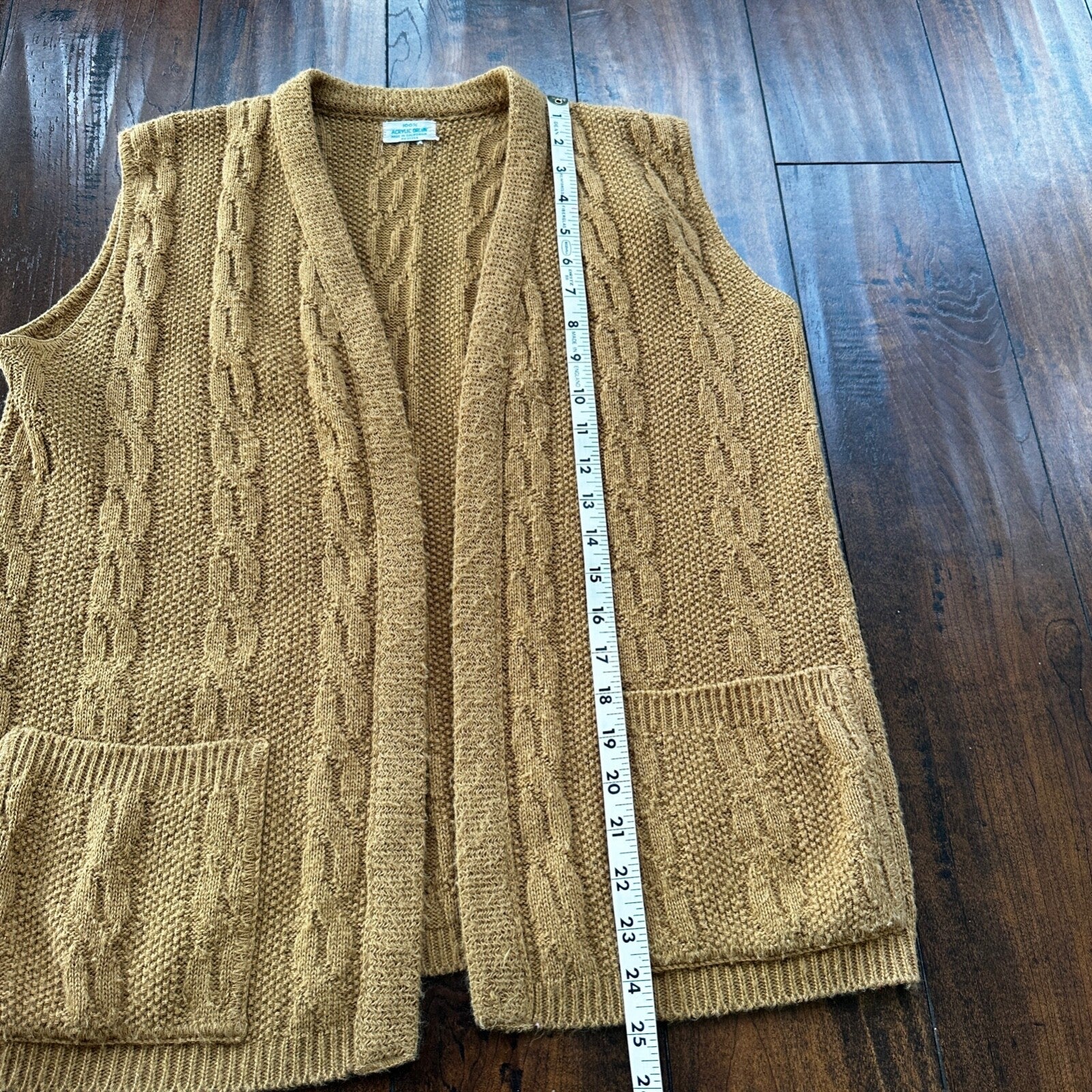 VINTAGE 50s 60s Campus Cardigan Sweater Orlon Acrylic USA Cobain Atomic Brown