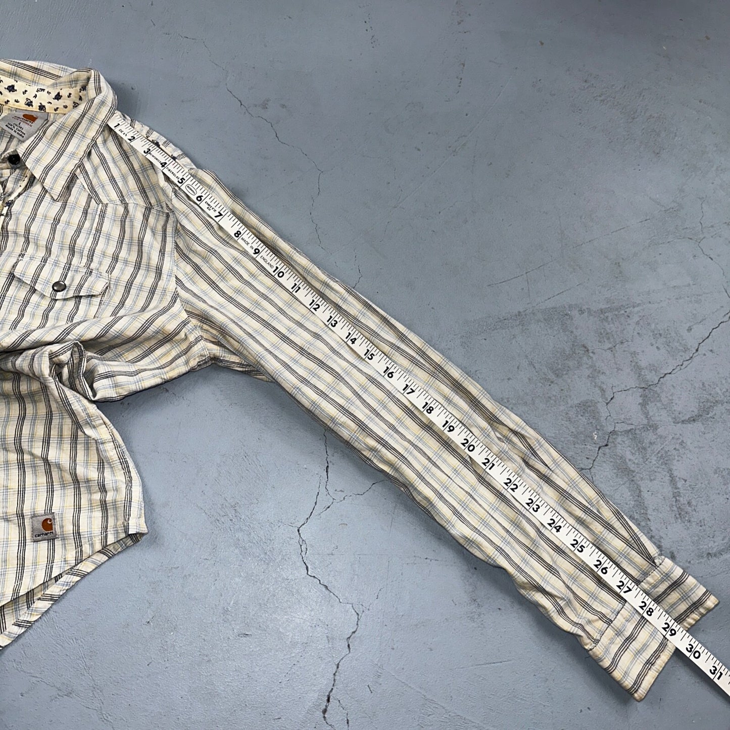 VTG Carhartt for Women Western Pearl Snap Button Up Shirt Size L Plaid Cowgirl