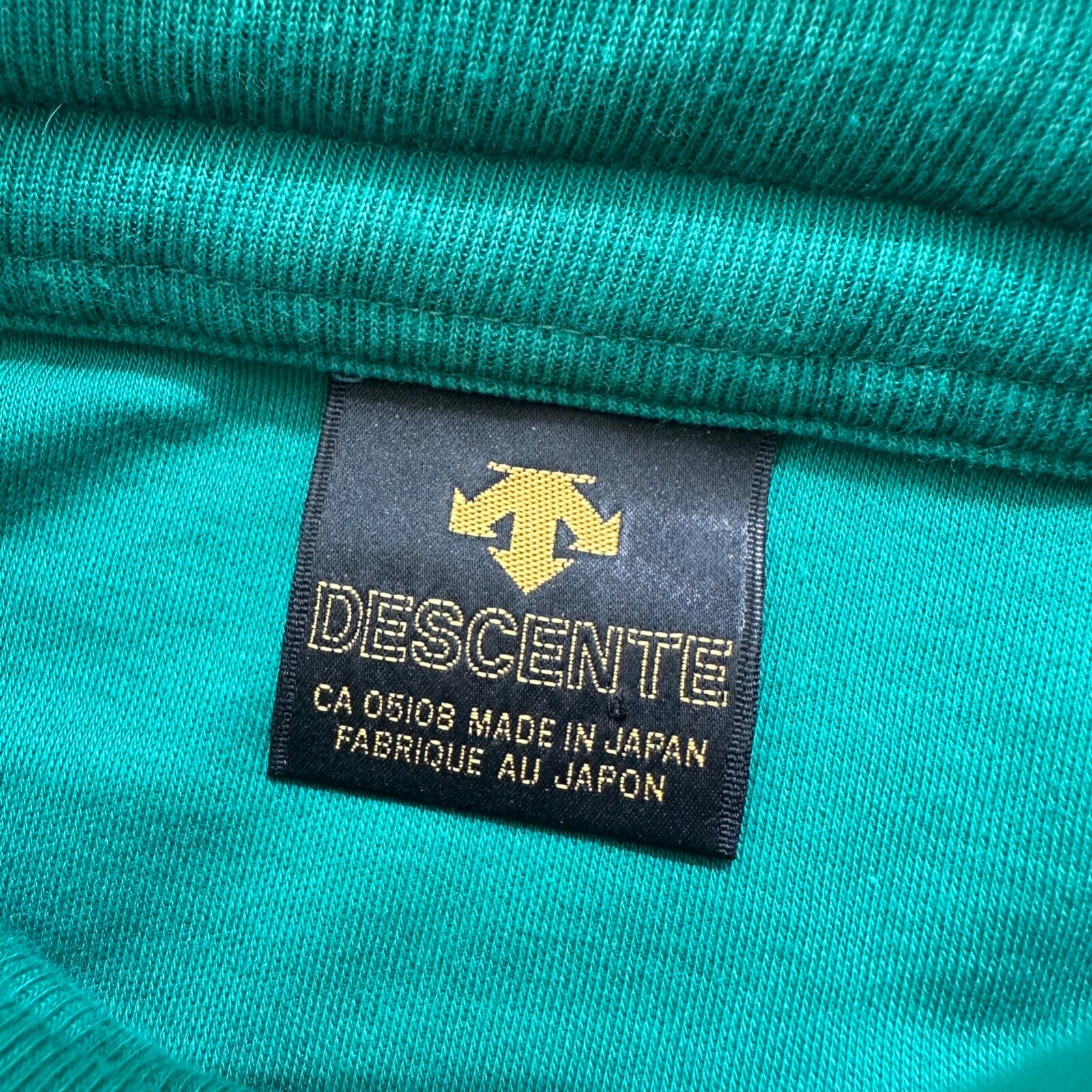 VTG Descente Mens Medium Green Long Sleeve Pullover Quarter Zip 80s 90s Japan
