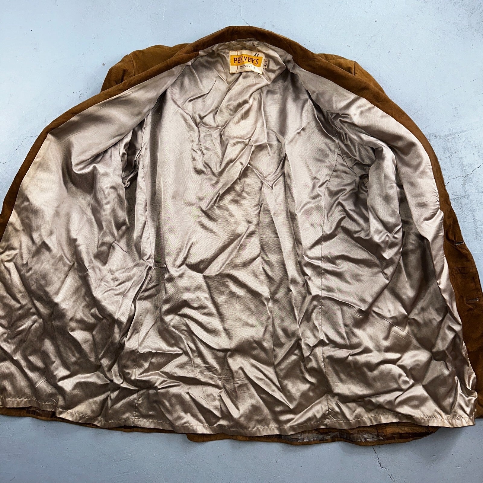 Vintage 50s Pennys Men’s 42L Brown Suede Leather Western Coat Blazer Chore 1950s